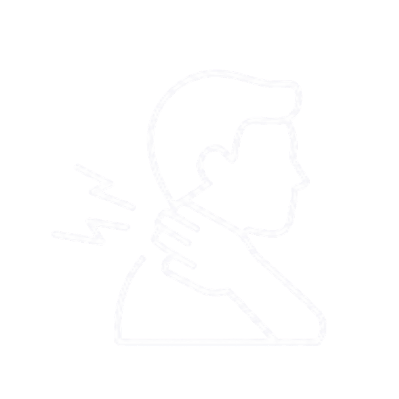 Ficha de tratamiento de lesiones por latigazo cervical con icono de dolor de cuello para la recuperación tras un accidente automovilístico