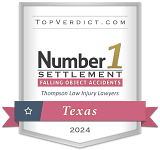 TopVerdict number 1 falling object accident settlement Texas 2024 badge