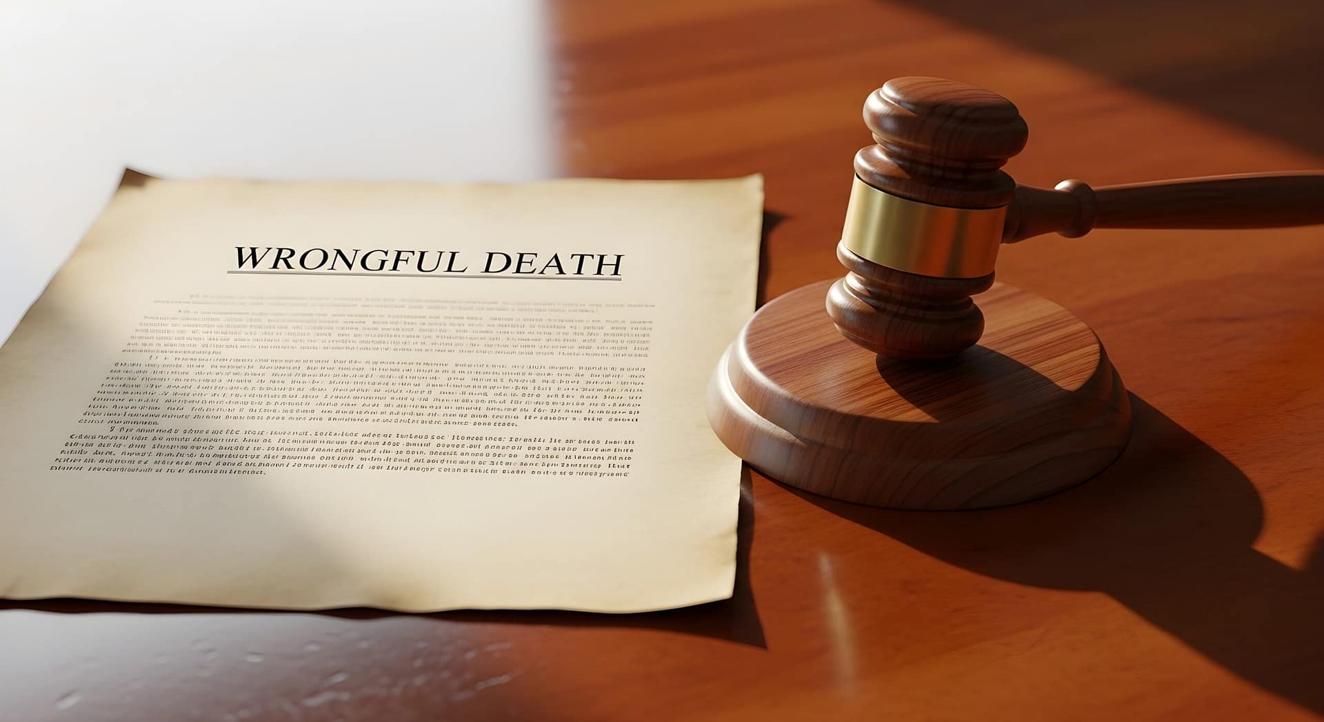 Wrongful death legal document beside a judge’s gavel representing an Atlanta wrongful death lawsuit