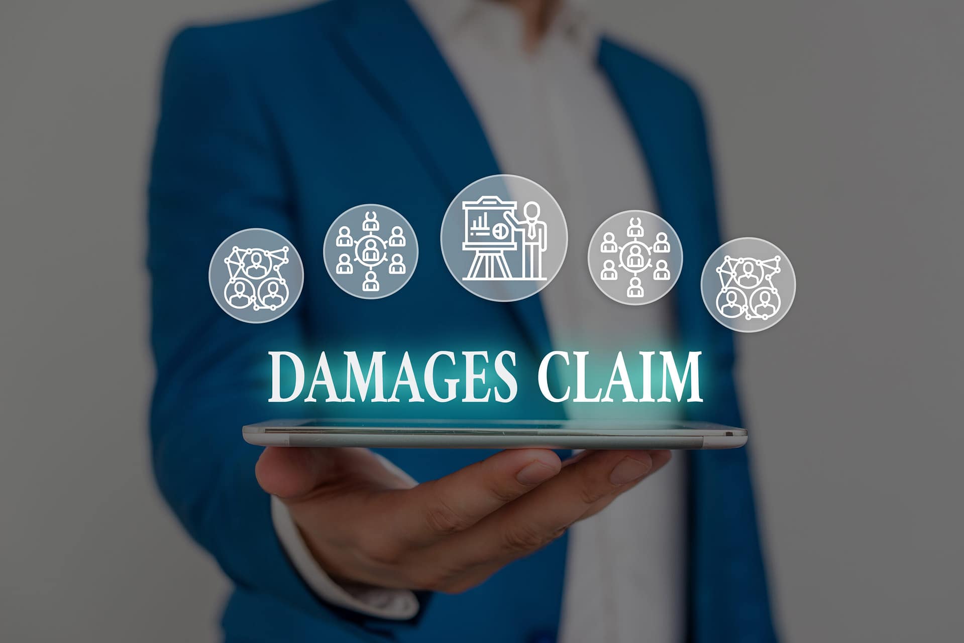 Damages claim concept showing financial compensation for personal injury case