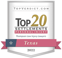 TopVerdict Top 20 personal injury settlements in Texas 2022 badge - Richardson Wrongful Death Law Firm