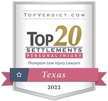 TopVerdict Top 20 personal injury settlements in Texas 2022 badge - Richardson Motorcycle Accident Law Firm