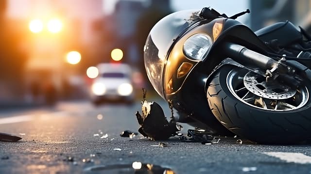 motorcycle accident on the road. Glendale Motorcycle Accident Lawyers