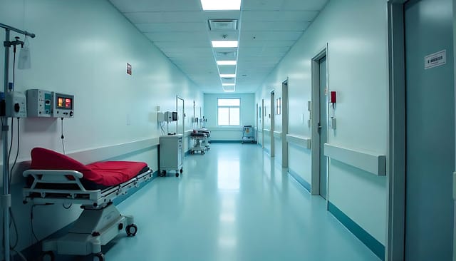 Hospital corridor at a San Antonio trauma center where car accident patients receive emergency medical care