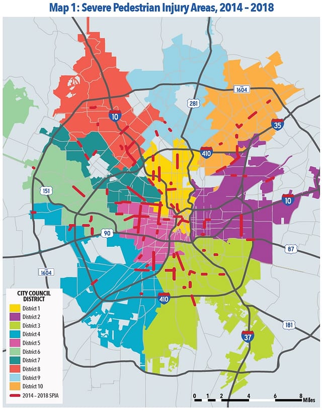 San Antonio Auto Accident Statistics 5 Sever pedestrian injury areas (SPIA) in San Antonio (2014-2018). San Antonio Pedestrian Accident Statistics