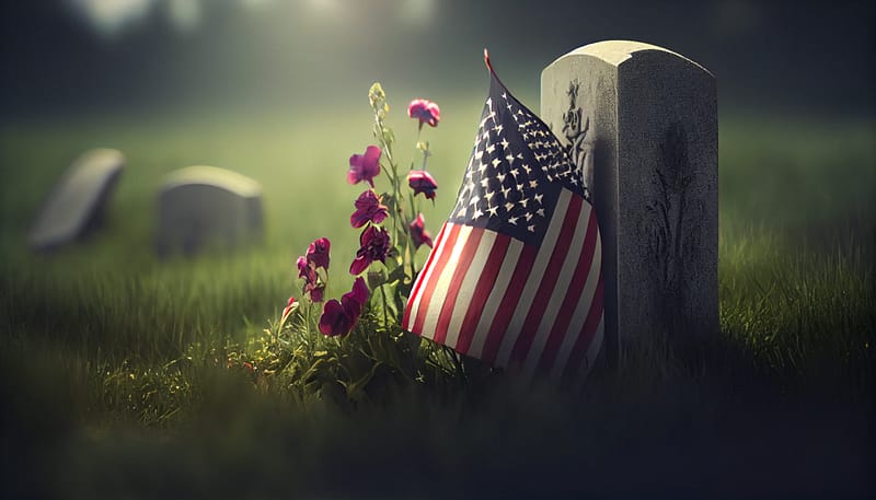 American flag laying on grave at the peaceful flowers. Arlington Wrongful Death Lawyer. McKinney Wrongful Death Lawyer. 
